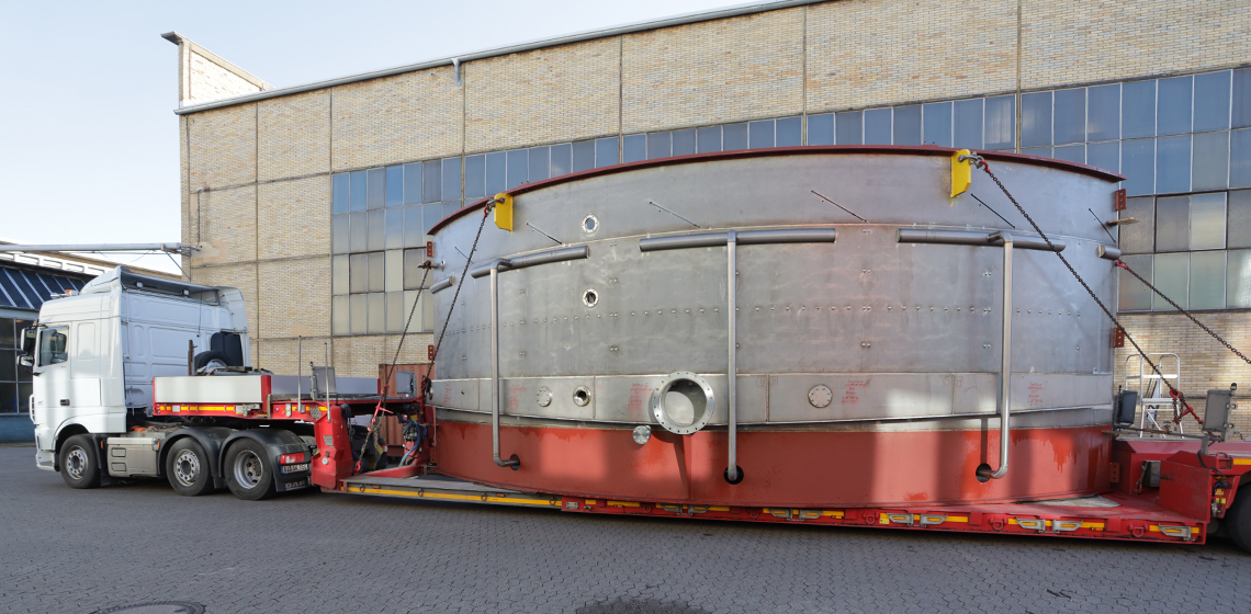 Part of extraction tower on a truck