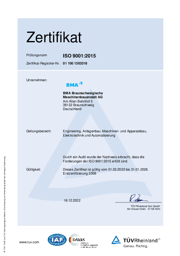 Qualitätsmanagementsystem (ISO 9001:2015)