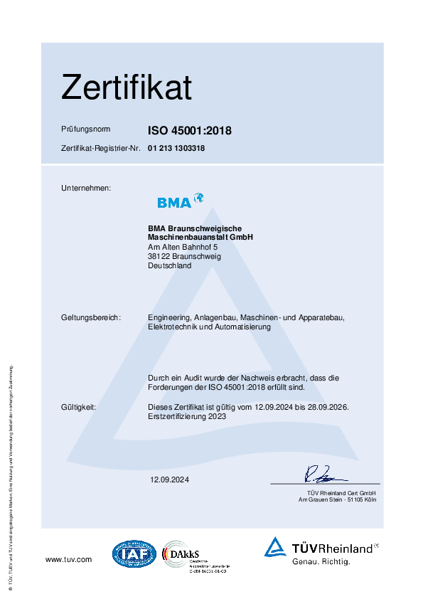 Sicherheit und Gesundheit bei der Arbeit (ISO 45001:2018)