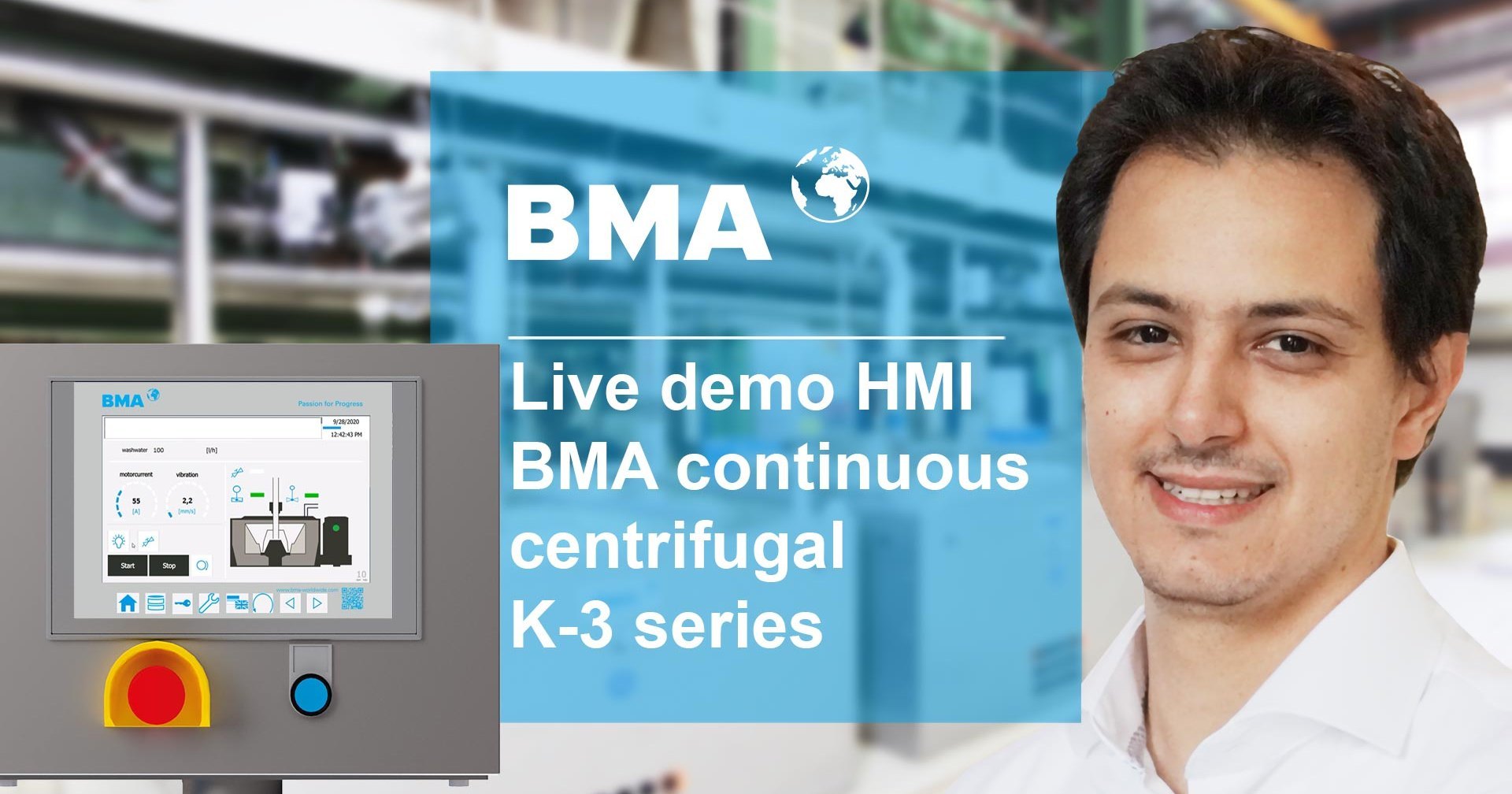 Live demo of the user interface for BMA continuous centrifugal K3 series